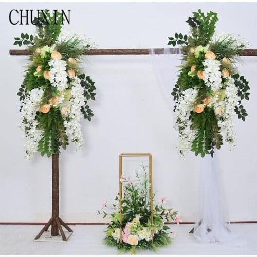 Wedding props Artificial flower arch door flower row wedding arrangement stage background Road lead fake flower decoration
