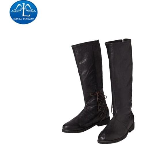Manluyunxiao Thrones Cosplay Jon Snow Cosplay Boots High Tube Faux Leather Shoes Halloween Costumes For Mem