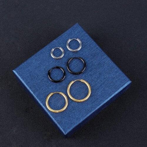 2pcs Women Men Hoop Earrings Punk Rock Titanium Stainless Steel Round Earrings Ear Rings Circle Piercing Earring Bijoux Brincos