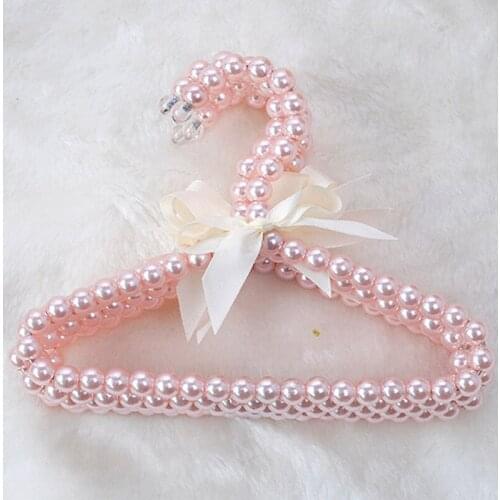 2020 New Fashion 20cm Children Bow Pearl Hanger Dog Cat Clothes Hangers Plastic Pet Hangers Baby Kids Clothing Accessories