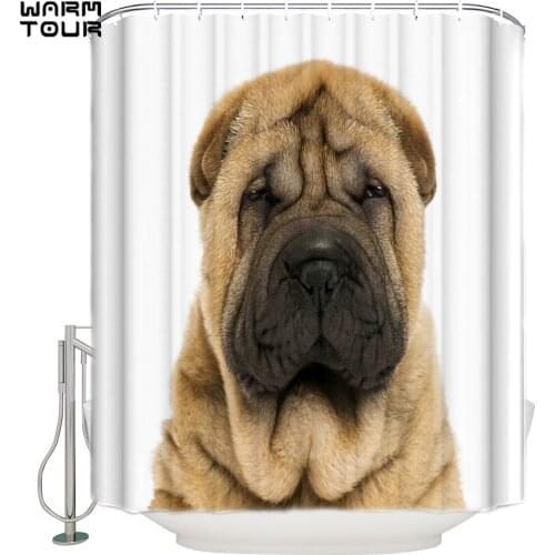 WARMTOUR Shower Curtain Sanddog Shar Pei Waterproof Shower Curtain Bathroom Decor