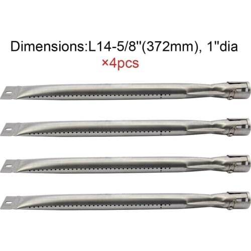 BBQ Parts Gas Grill Replacement 14.6 Inch (37cm) Straight Stainless Steel Burner 4pack