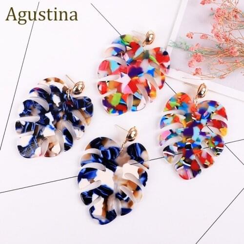 Acrylic acetate earrings handmade 2019 women bohemian statement luxury long leaf earings geometric big punk korean free shipping