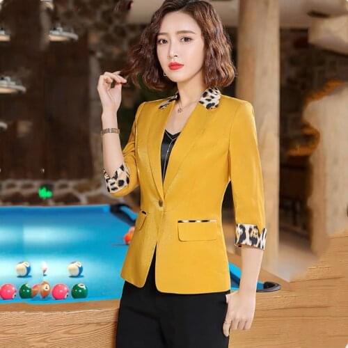 High quality womens spring autumn leopard blazer 2019 fashion temperament casual retro short retro chic office versatile jacket