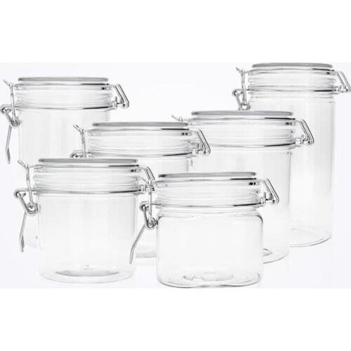1PC 450ml/500ml/1500ml PET Plastic Storage Bottle With Airtight Seal Lid Round Clip Top Food Container Jars Home Kitchen Tools