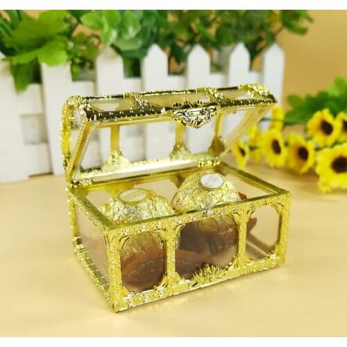 12Pcs Candy Box Vintage Plastic Hollow Gold Foil Party Cake Packaging Wedding Favor Marriage Souvenir Baby Shower Gift Treat Box