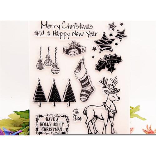 14x18cm Easter Deer sock Transparent Seal Clear Stamps Silicone Seal TPR Roller Stamp DIY Scrapbook Album / Card Cutting Dies