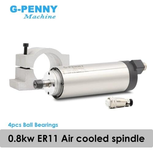 220V 800W ER11 Air cooled spindle motor 4 bearings air-cooling high accuracy precision 0.01 & 65mm aluminium bracket clamp