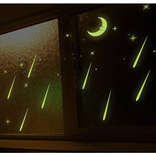 24*24cm Night Light Luminous Stickers Home Decor Wall Sticker Kids Rooms MOON AND STARS Starry Night Sky Wallpaper
