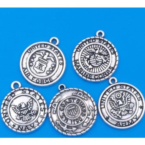 MIXED 30pcs Alloy Metal United States Military Collection Charms Army Navy Marine Corps Air Force Coast Guard Pendant