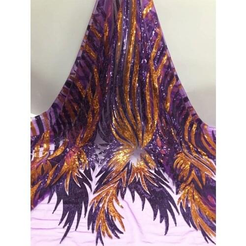 5 Yards/piece New African Lace Fabric Sequin Embroidered Dentelle French Lace Blingbling Guipure DIY Design Wedding Party Dress