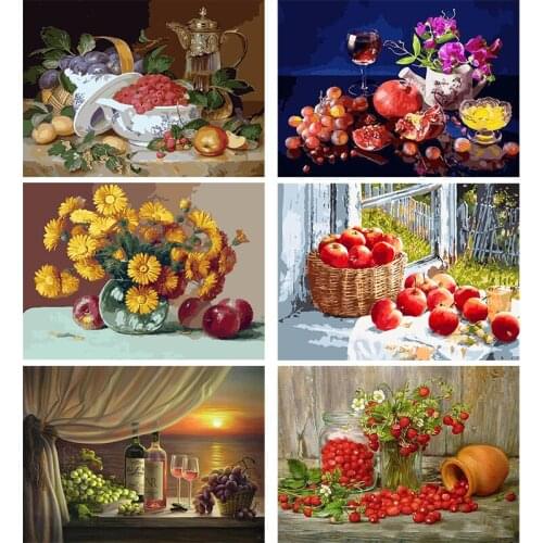 5D DIY Diamond Painting Kits Fruit and Flowers Full Round With AB Drill Wall Art Picture Home Decors Diy Unique Gift Artwork