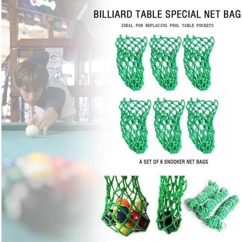 6pcs / Lot Green Billiards Pocket Pool Snooker Table Nylon Mesh Net Bags Club Kit Professional Snooker Accessories Wholesale
