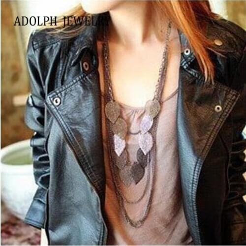 ADOLPH Jewelry For Women Fashion Accessories New Design Alloy Multi-layers Vintage Stray Leaves Necklace