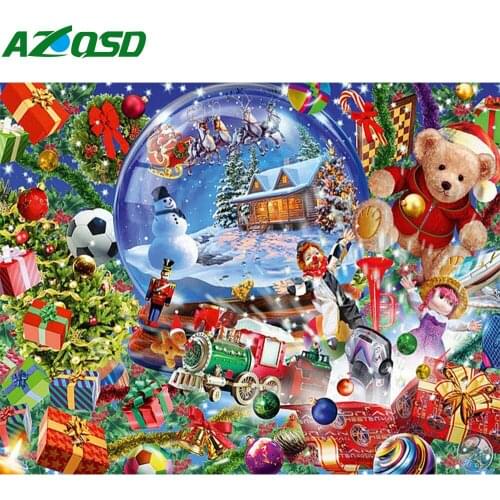 AZQSD Diamond Painting 5d Christmas Mosaic Handmade Diamond Embroidery Snow Landscape Home Decor Handicrafts Gift Art