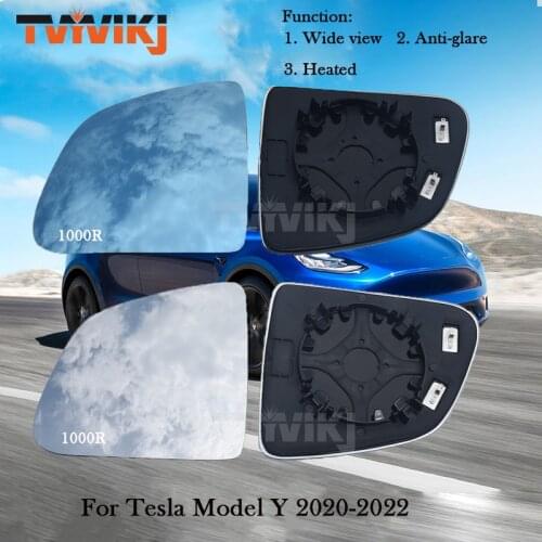 TVYVIKJ 1000R 1 pair Side rearview mirror blue glass lens For Tesla Model Y 2019 2020 2021 Wide View anti glare ModelY wing