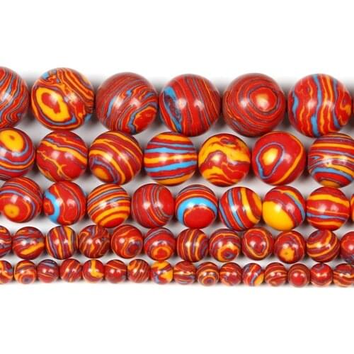 4-12mm Natural Stone Beads Round Smooth Loose Red Pine Stone Beads For Jewelry Making DIY Charm Bracelet Necklace Handmade