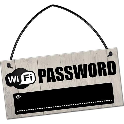 Wooden Sign Wlan Paaswort Wooden Sign The Wi-Fi Password Tin Sign Hanging Sign with Cord 20 x 10 x 0.5 cm