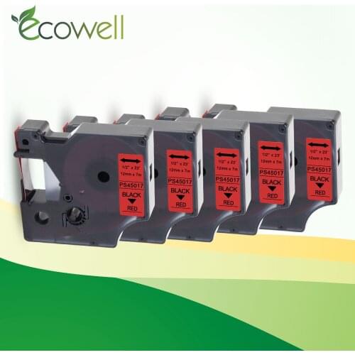 Ecowell Compatible for Dymo D1 45017 label tape Black on Red Label Ribbons replace for Dymo label manager LM 160 280 label maker