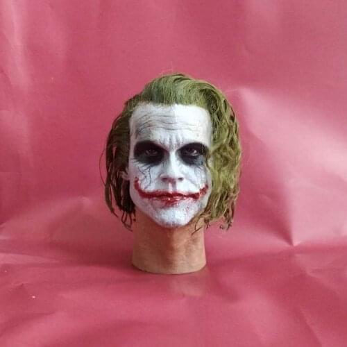 High Quality 1/6 Scale Joker Robber Head Sculpt with Real Hair Neck Male Soldier Head for 12in Action Figure Collection