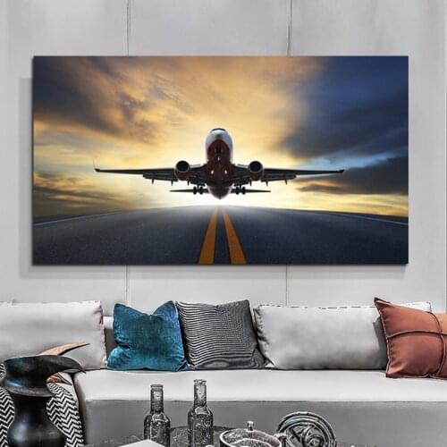 Sunset Airplane Landscape Print Modern Home Decor Wall Pictures For Living Room Posters HD Canvas Oil Paintings Print Interior