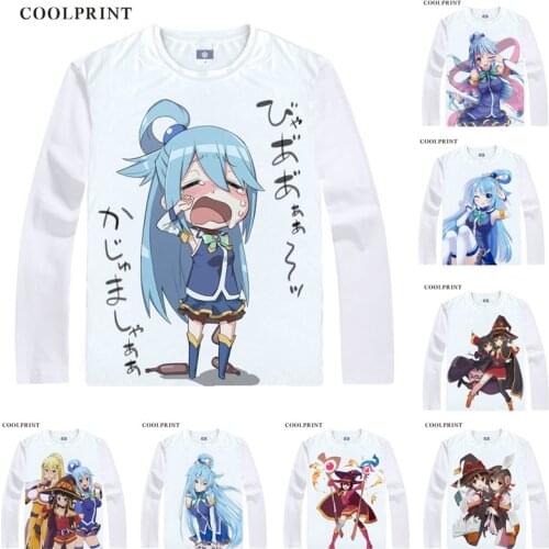 Kono Subarashii Sekai ni Shukufuku wo Konosuba T Shirt Aqua Megumin Anime T-shirt Digital Vintage Print Long Sleeve TShirts