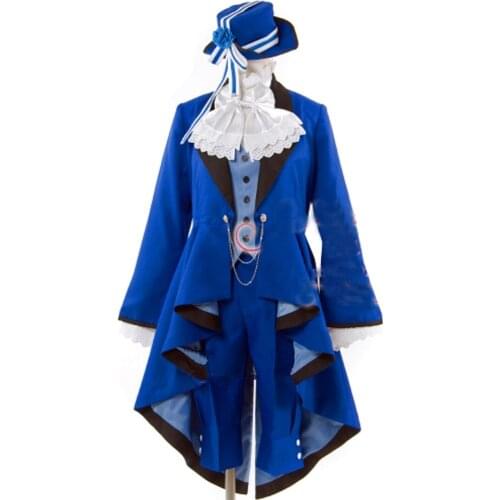 2021 Black Butler Ciel Phantomhive Cosplay Costume Full Set Birthday Dress unisex Custom Made