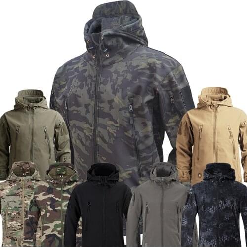 Tactical Jacket Men Military Shark Skin Soft Shell Jackets Windproof Waterproof Jacket Men Army Combat Mens Hooded Coats