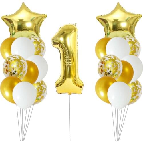22pcs/lot Gold Confetti Latex Balloon 40inch Number Foil Balls Baby Shower Birthday Party Decoration Party Event Supplies Globos