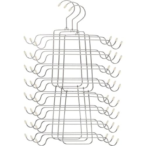 Metal Stainless Steel Folding Tank Tops Hanger Space Saving Closet Hanger Bar Organizer Hanger for Strappy Dress Suit White