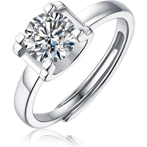 Moissanite Ring 1Ct 2Ct 3Ct 50points Adjustable Opening 925 Sterling Silver Mens Ring For Women Wedding Party Jewelry