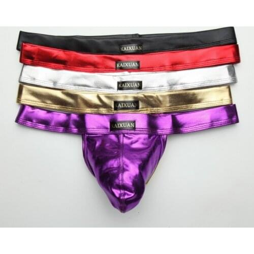 Men Thong G-tring Jockstrap PU Leather Sex Penis Pouch Underwear Backless String Homme Sexy Panties Tanga Hombre Lingerie Thongs
