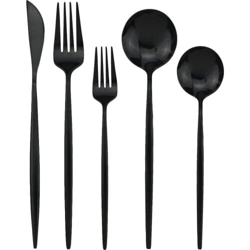 4set/6set/10set Gold Flatware Set Pink Cutlery Set Mirror 304 Stainless Steel Tableware Kitchen Dinnerware Dessert Fork Spoon