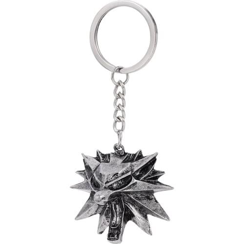 Religious Gothic Keychain Demon Hunter Wolf Head Key Ring Classic Character Key Chain Metal Stainless Hot Accessories Wholesale