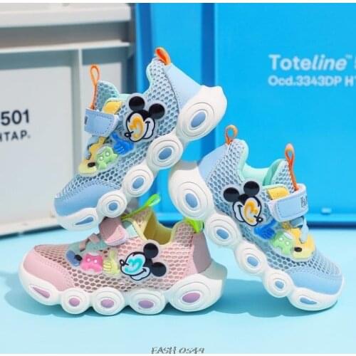 Original Disney Girls Casual Shoes Mickey Mouse Sneakers Kids Summer Children Fashion Tenis Cute Sport Running Sock Footwear