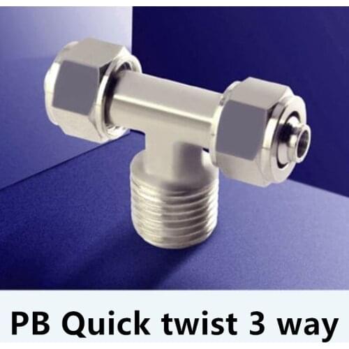 Full Copper T Type Tee Pneumatic Connector 4 6 8 10 12 14 16 Hose OD M5 1/2' 1/4' 1/8' 3/4' 3/8' Pneumatic Coupler