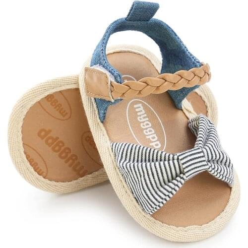 New Baby Girl Shoes Baby Girl Sandals Summer Cotton Canvas Dotted Bow Baby Girl Sandals Newborn Baby Shoes Beach Sandals