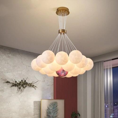 Modern Moon Ball Pendant Lights Designer Home Living Room Decoration Bedroom Coffee Table Indoor Lighting Hanging Lamp Fixture