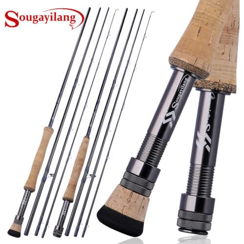 Sougayilang 2.7M Fly Fishing Rod 4 Section EVA / Metal Handle Carbon Fiber Fly Fishing Rod for Lake River Fishing Tackles