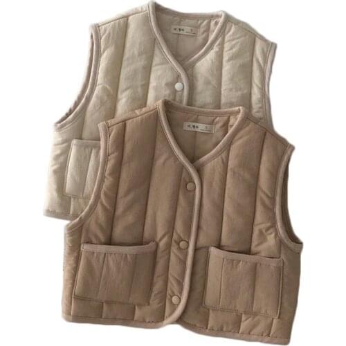 Windproof Coats Outfits New Arrival Autumn Kids Vest Children Girls Solid Print Jacket Winter Baby Boys Warm Outerwear