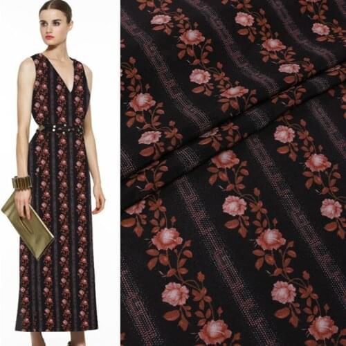 Vintage Floral Crepe De Chine Fabric 100% Mulberry Silk Skin-friendly Soft Fashion Cloth by the Meter Sewing Material