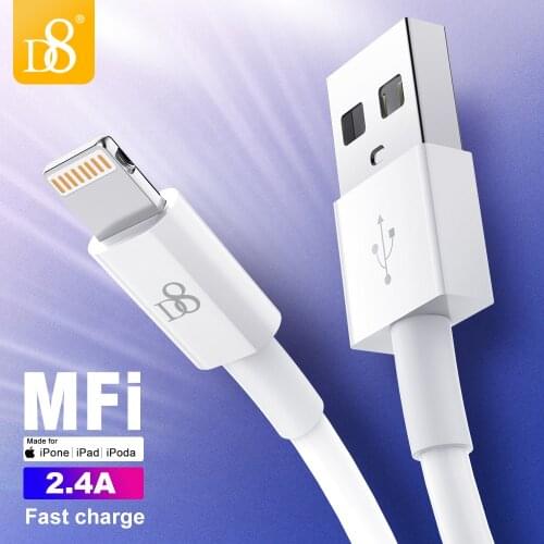 D8 MFi 2.4A Phone Charger Data Cable 1/1.5/2m USB A To 8 Pin Fast Charging Kable Cord For iPhone 12 11 iPad For ios 14 13 Above