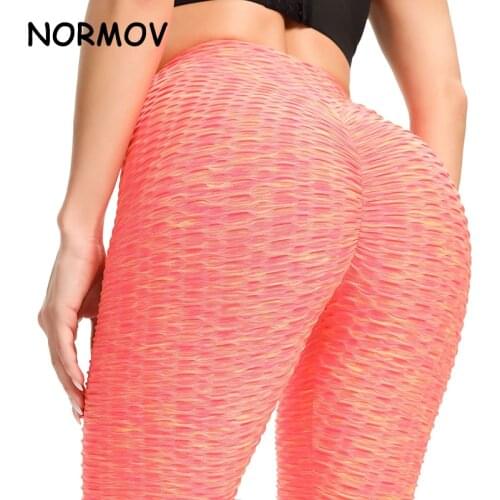 NORMOV Fitness Leggings Woman Booty Lifting Workout Leggings High Waist Breathable Sport Pants Gym Seamless Sport Running Tights