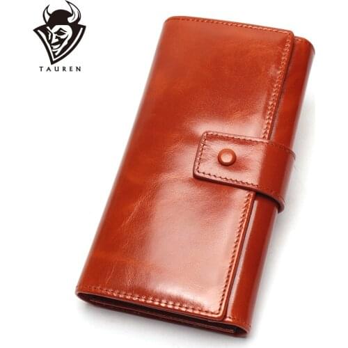 Genuine Leather Women Wallet Clutch Bag Female Long Card Holder Lady Wallet Rfid Luxury Brand Money Bag Magic Coin Purse
