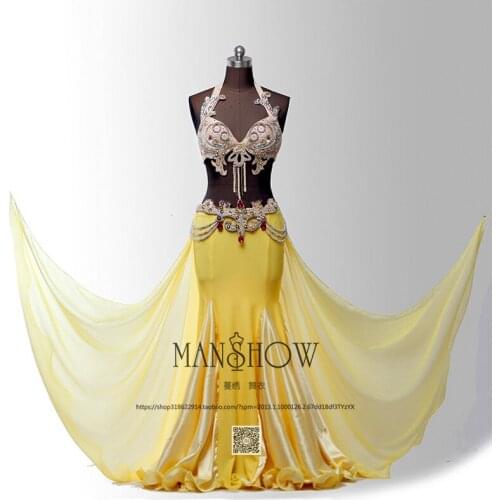 Women Luxury Belly Dancing Costume 2 Piece/Suit Bra&Skirt 2018 New Arrival Belly Dance Performance Clothing Oriental Costume set