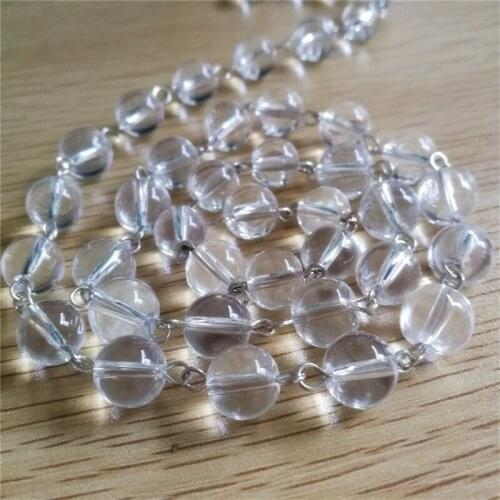 10mm Crystal Glass Smooth Round Beads with Chrome Pin Strand Garland Parts for Home Curtain/Door Decoration