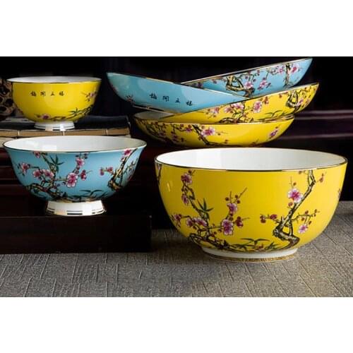 4.5/6/8 inch Jingdezhen Ceramic Bone china Small Rice Bowl Ramen Noodles Bowls Dinner Plate Food Plates Chinese Bowls Tableware