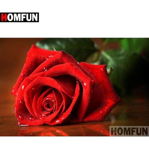 HOMFUN 5D Diamond Painting Full Square/Round "Rose flower" Picture Of Rhinestone DIY Diamond Embroidery Home Decor A25888