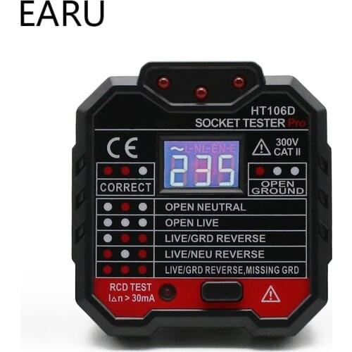 EU US UK Digital Display Plug Socket Tester Neutral Earth Wire Circuit Polarity Phase Eletric Leakage Detector Voltage Test Volt