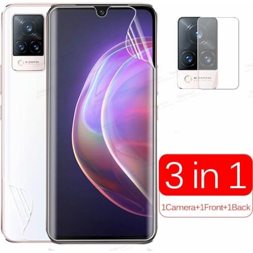 2pcs Camera Back Front Hydrogel Film For Vivo V21 V21E VivoV21E VivoV21 V 21 E Full Curved Screen Protector Not Tempered Glass